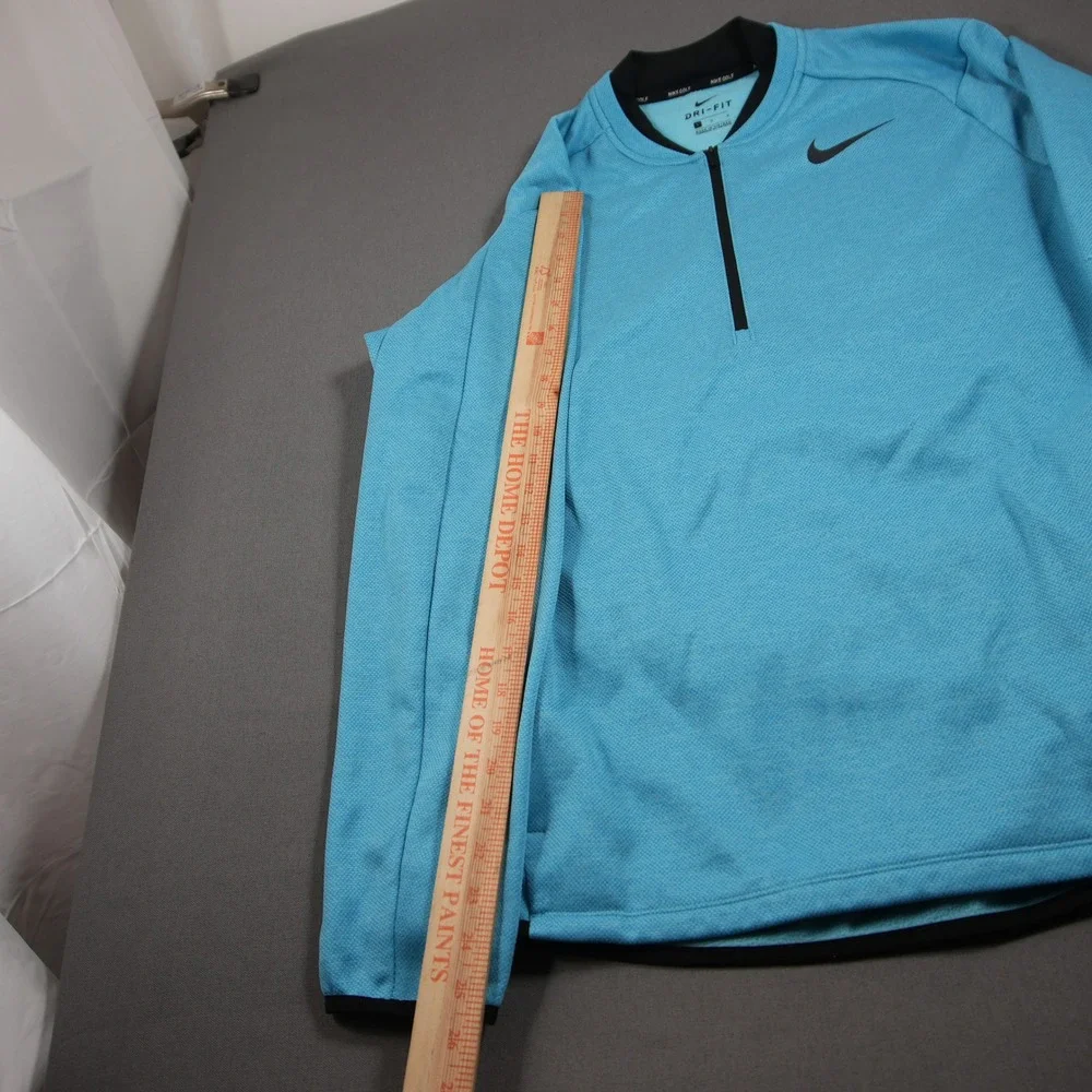 Nike Golf Dri-FIT 1/2 Zip Fleece Lined Pullover Men L 854349-466 Blue Black